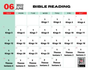 Bible reading June – 1 Kings and 1 Thessalonians – 1 chapter a day